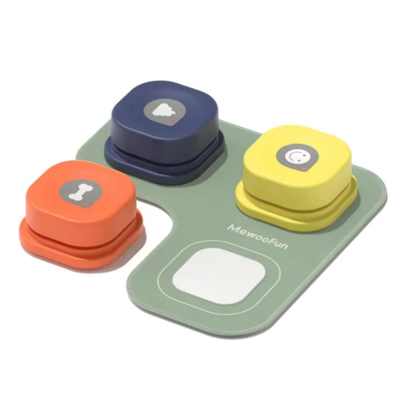 Mewoofun Dog Buttons with Rubber Mat Recordable Dog Talking Buttons Set Communication Starter Pack Dog Training Speaking Buttons