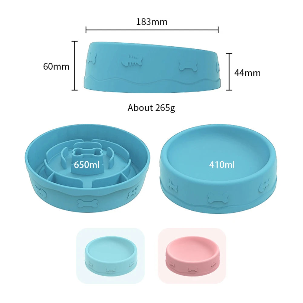2-in-1 Pets Silicone, 10 Degree Tilted Multifunctional Portable Double-sided Food Water Bowls