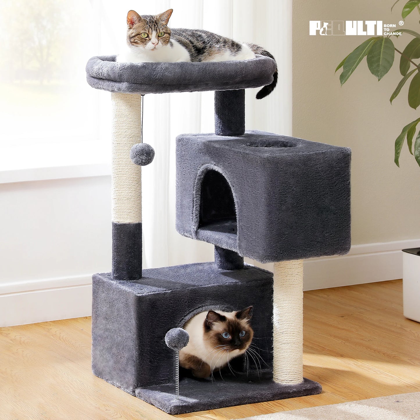 Large Cat Tree for Indoor Cats Multi-Level Cat Tower with Spacious Condos Scratching Pad Kitten House Accessories Cat Toys