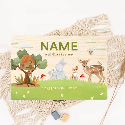 Personalised New Born Wooden Keepsake Box Jungle Animal Baby Memory Boxes Newborn Babies Keepsake Birth Stats Gift