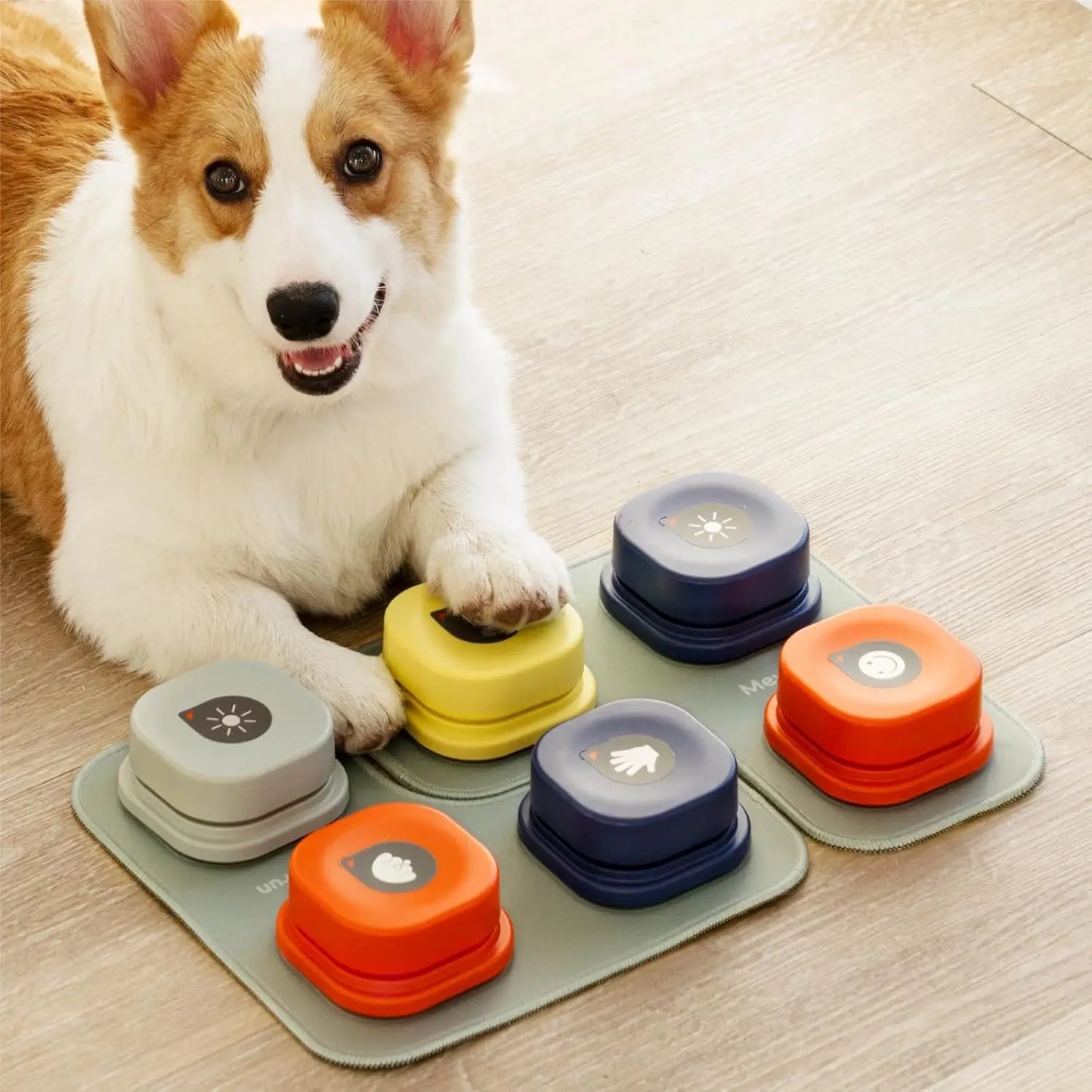 Mewoofun Dog Buttons with Rubber Mat Recordable Dog Talking Buttons Set Communication Starter Pack Dog Training Speaking Buttons