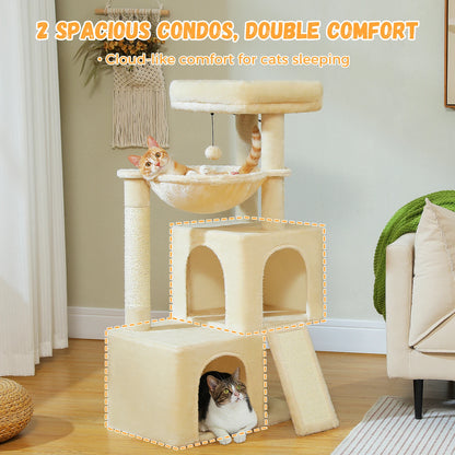 Large Cat Tree for Indoor Cats Multi-Level Cat Tower with Spacious Condos Scratching Pad Kitten House Accessories Cat Toys