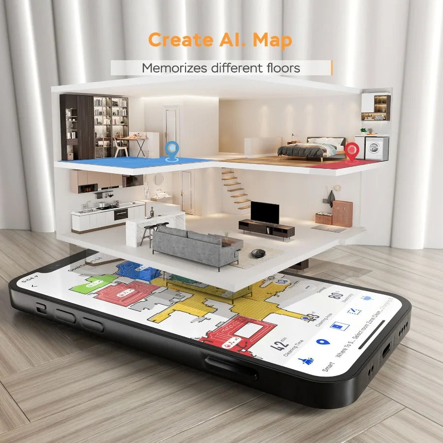 L8 Robot Vacuum Cleaner and Mop LDS Navigation WiFi Connected APP Selective Room Cleaning