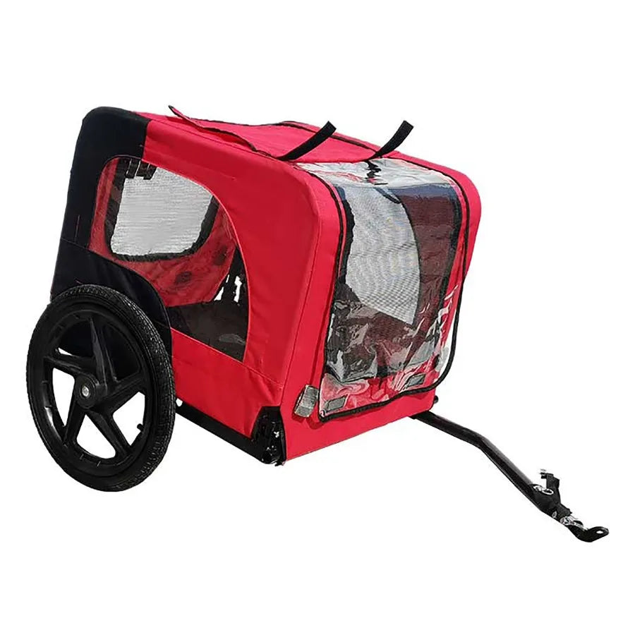 Bicycle trailer for pets outdoor foldable red color dog trailer