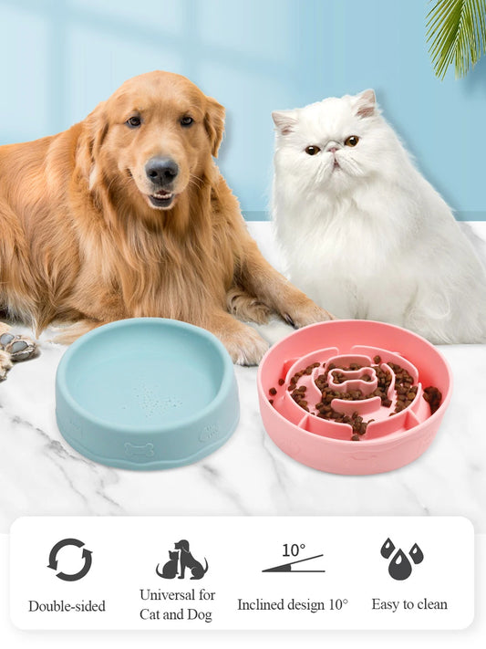2-in-1 Pets Silicone, 10 Degree Tilted Multifunctional Portable Double-sided Food Water Bowls