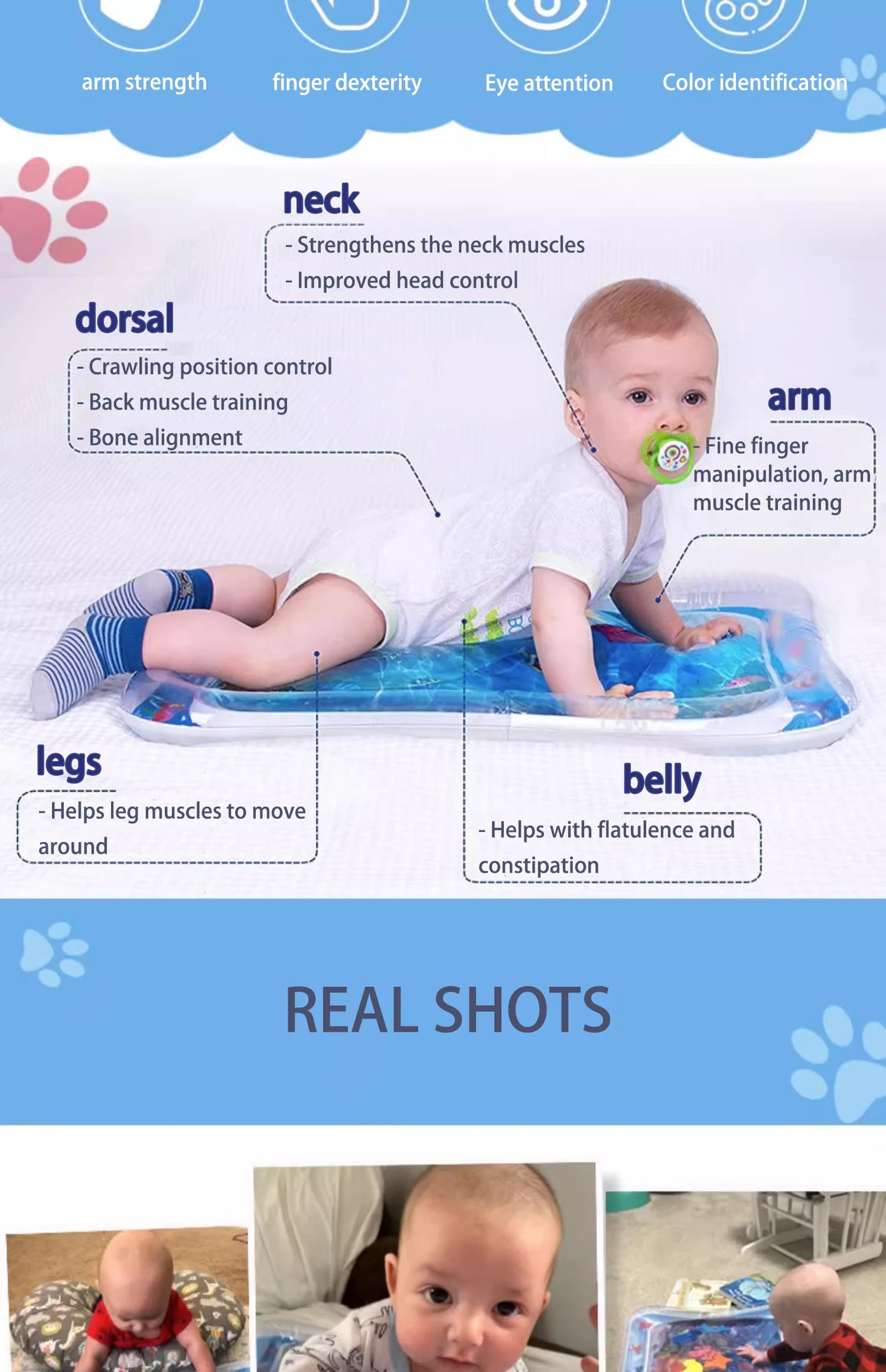 Tummy Time Water Play Mat   Inflatable Cushion 
 Baby Water Play Mat for Infants and Toddlers