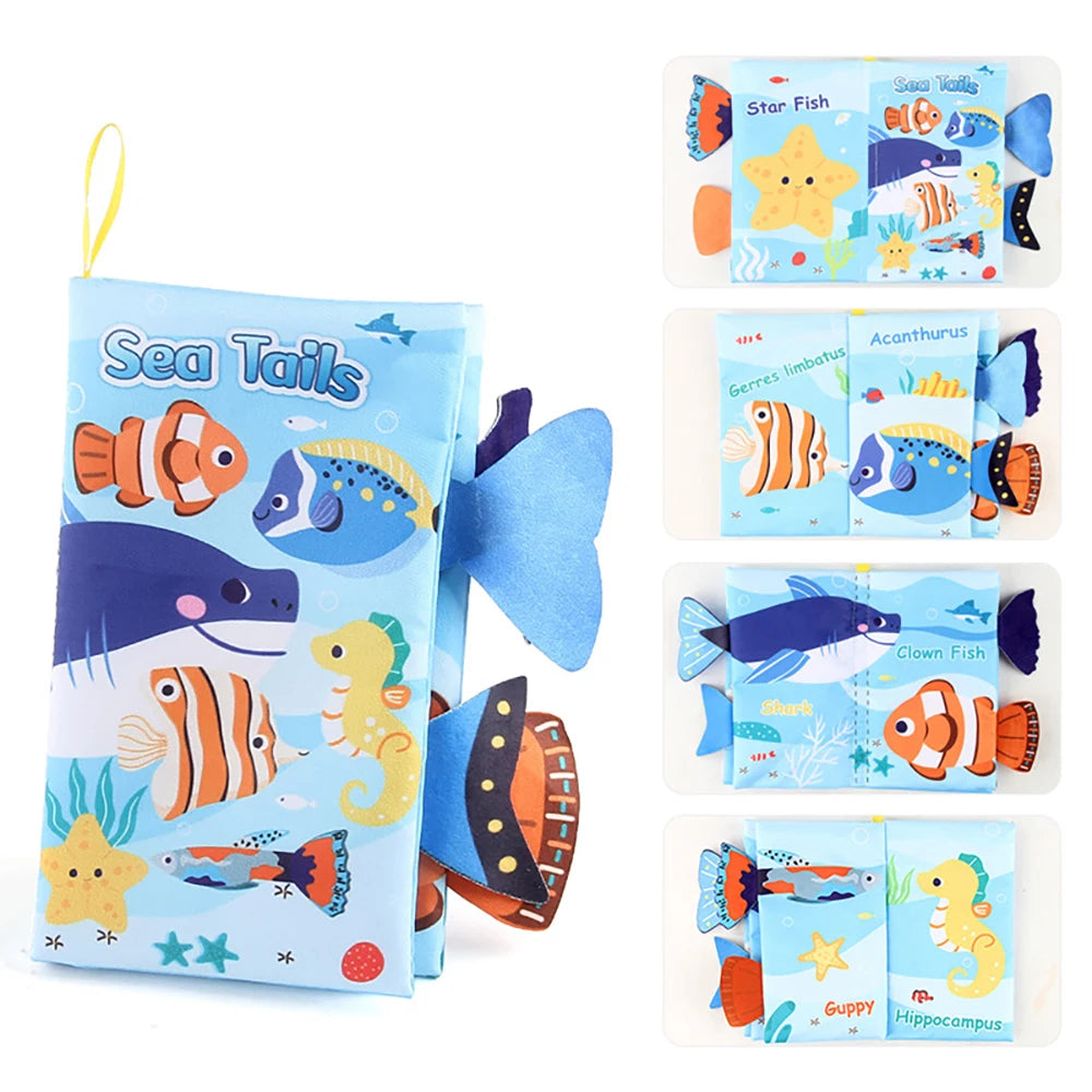 Baby Cloth Book Toys Cartoon Animals Tail  Educational Ringed Paper Cloth Book Toys Enlightenment Baby Toys 0-12 Months Gifts