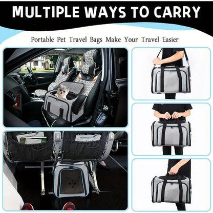 1 PC Expandable Foldable Pet Bag with Fleece Pad Soft Side Pet Harness for Small Pets Cats Puppies.