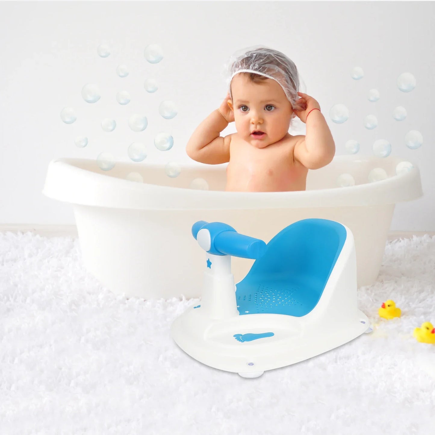 Baby Bath Seat Tub Chair with Suction Cups Stable PP TPE Material Bathtub Seats for 6 to 12 Months Toddler Shower Chairs Bright