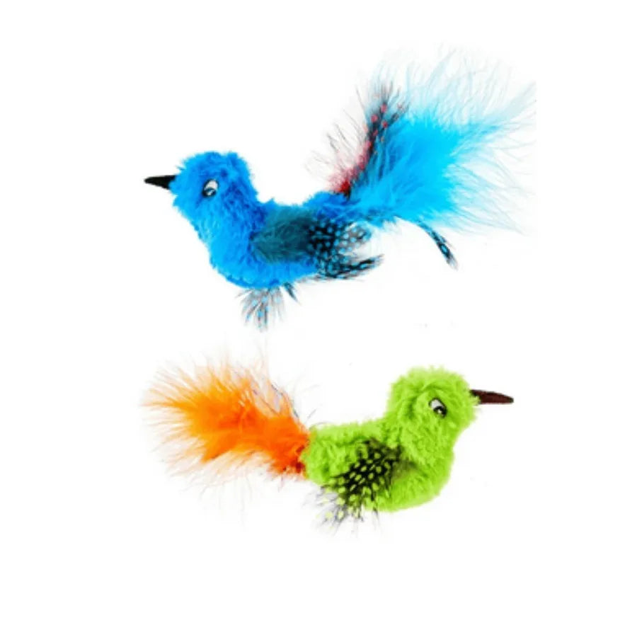 Vibrant Life Catnip Feather Birds Cat Toys Blue Green 2 Count