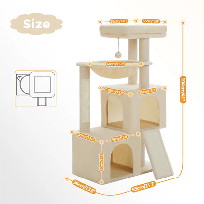 Large Cat Tree for Indoor Cats Multi-Level Cat Tower with Spacious Condos Scratching Pad Kitten House Accessories Cat Toys