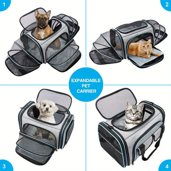 1 PC Expandable Foldable Pet Bag with Fleece Pad Soft Side Pet Harness for Small Pets Cats Puppies.