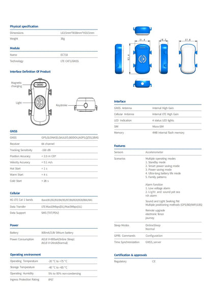 ‌4G Dog Cat GPS Tracker for Pets - Waterproof Smart Locator with App, Live Tracking & Light/Sound Search with Subscription