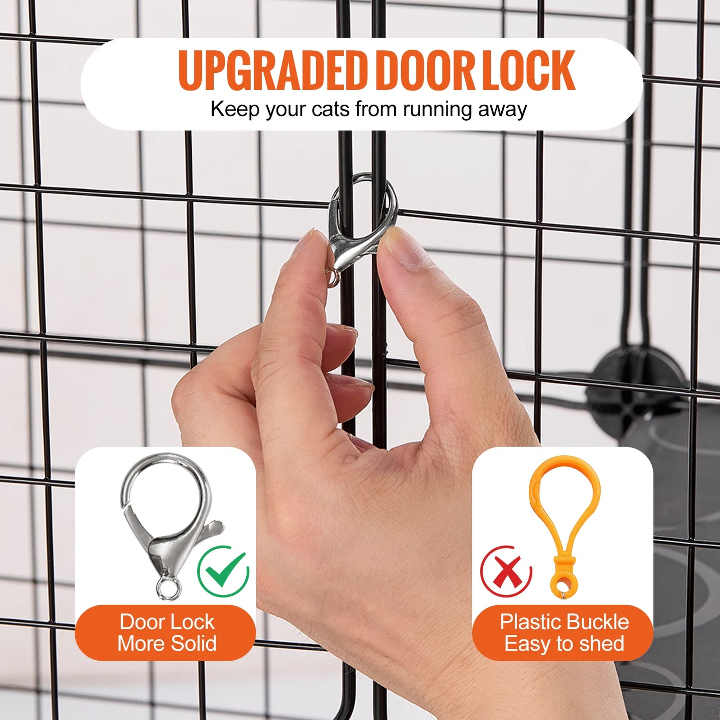 Large Animal Cage, Detachable Metal Wire Enclosure, with Ramp Ladder & Adjustable Resting Platform