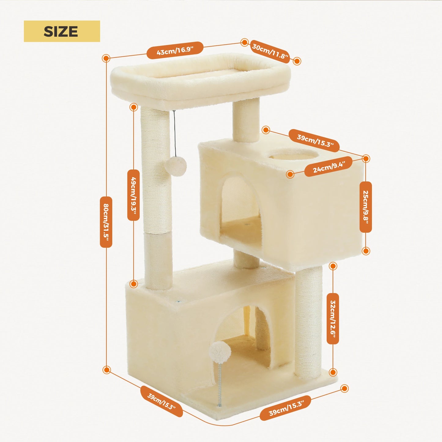 Large Cat Tree for Indoor Cats Multi-Level Cat Tower with Spacious Condos Scratching Pad Kitten House Accessories Cat Toys