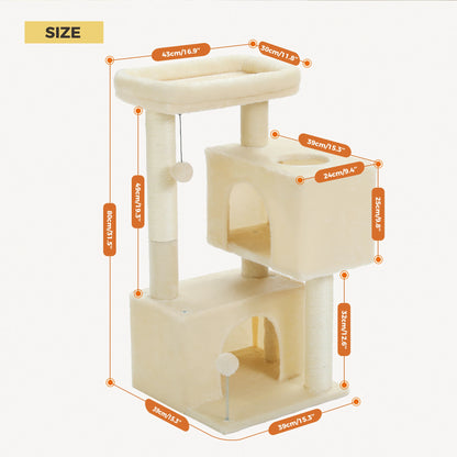 Large Cat Tree for Indoor Cats Multi-Level Cat Tower with Spacious Condos Scratching Pad Kitten House Accessories Cat Toys