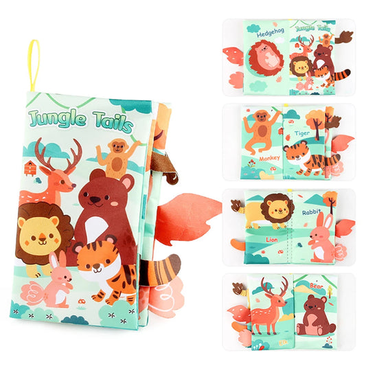 Baby Cloth Book Toys Cartoon Animals Tail  Educational Ringed Paper Cloth Book Toys Enlightenment Baby Toys 0-12 Months Gifts